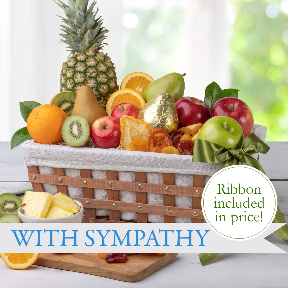 Thoughtful Sympathy Fruit Basket with Sympathy Ribbon