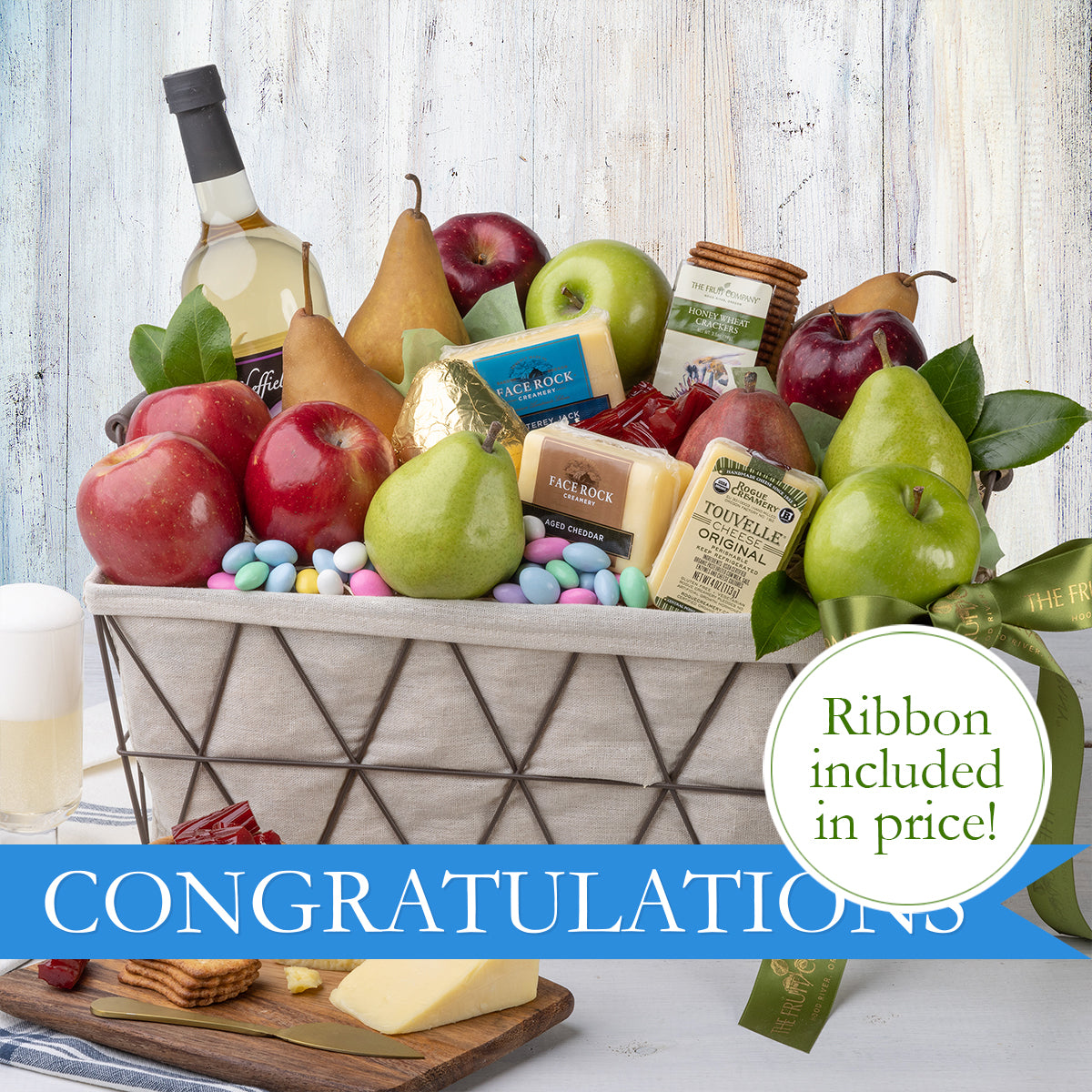 Congratulations Cheese & Fruit Basket