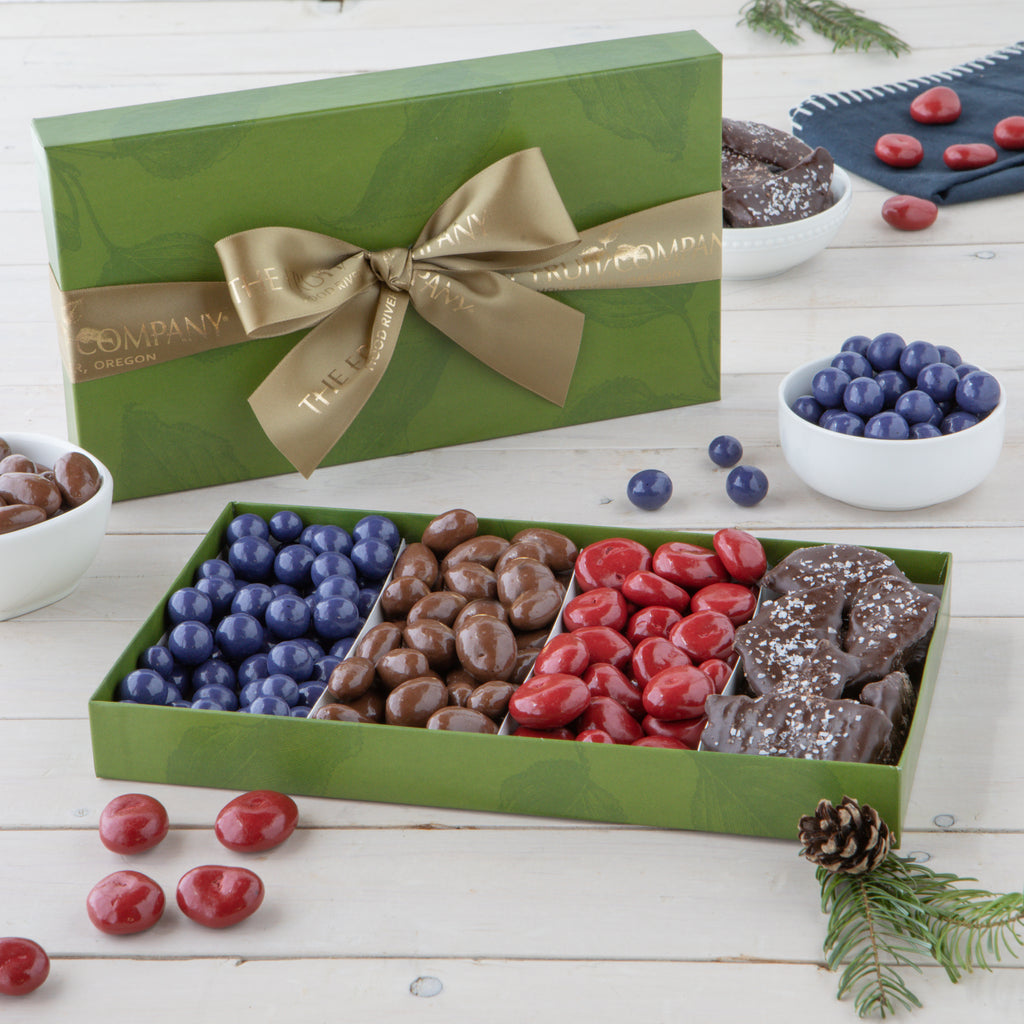 Delicious, fresh fruit medley covered in rich chocolate.